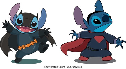 vector illustration monster in superheroes costume vector stitch in funny comic costumes