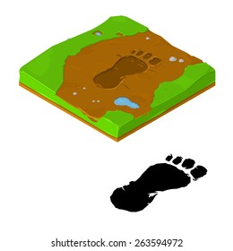 A vector illustration of a monster track.
Monster Foot Print.
Big foot track.