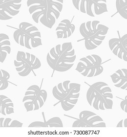 Vector Illustration of Monstera Leaves Seamless Pattern. Tropical texture.