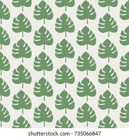 Vector Illustration of Monstera Leaves Seamless Pattern. Tropical texture.