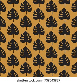 Vector Illustration of Monstera Leaves Seamless Pattern. Tropical texture.