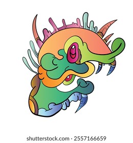 Vector illustration of Monsters and cute alien friendly, cool, cute hand-drawn. Doodle Art.