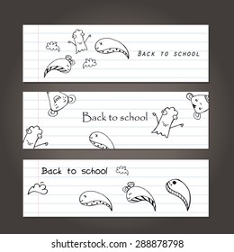 Vector illustration of Monsters and cute alien friendly, cool, cute hand-drawn monsters collection