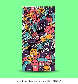 Vector illustration of Monsters and cute alien friendly, cool, cute hand-drawn