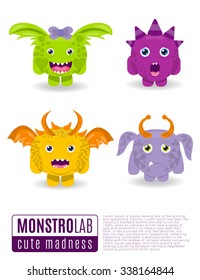 Vector illustration monsters with toothy grins.