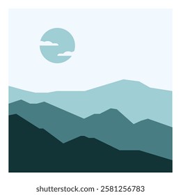 Vector Illustration Montain Blue and Green