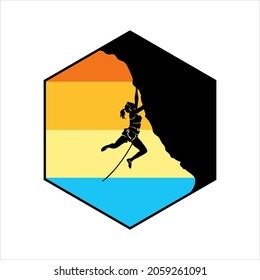 Vector illustration of montain climbing women. 