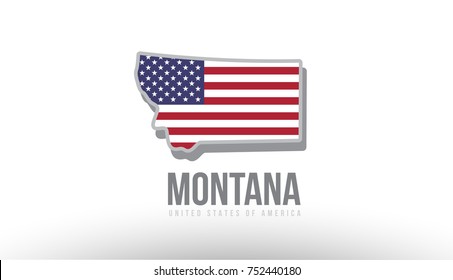 Vector illustration of montana county state with US united states flag as a texture suitable for a map logo or design purposes