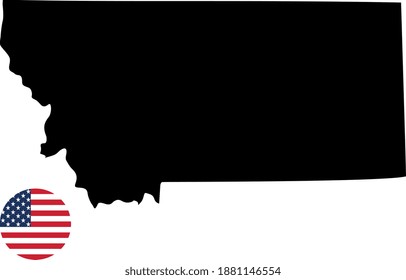 vector illustration of Montana map with American flag