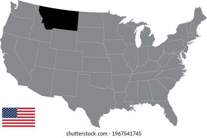 vector illustration of Montana map with American flag