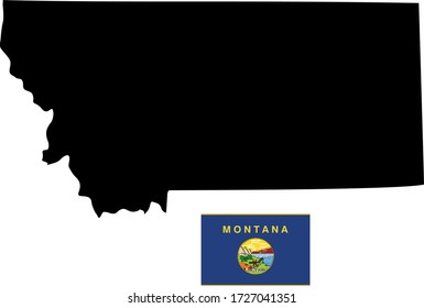 vector illustration of Montana map with flag