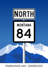 Vector illustration of the Montana State Highway road sign on metallic post