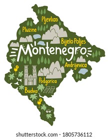 Ilustración vectorial del mapa de Montenegro.