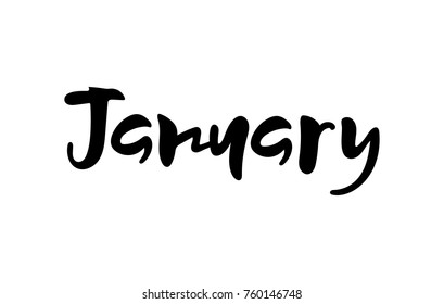 Vector illustration month January. Hand lettering January for the calendar, diary, notes, banner, poster, t-shirts, invitations, postcards. The text background. Calligraphic design.