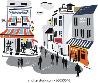 Vector illustration of Montmartre, Paris, France.