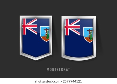 Vector Illustration of Montserrat Label Logo. Montserrat Badge Sign With Flag in Badges set.