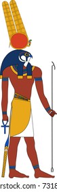 Vector illustration of Montu , ancient Egyptian god of war