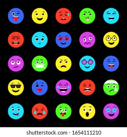 Vector illustration. Mood theme. Set of colored emoticons. Set of icons. Cartoon faces expressing different feelings.