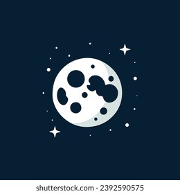 vector illustration of a moon against a dark blue night sky