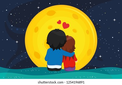 Vector Illustration Of Moon Background