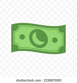 Ilustración vectorial del billete de la Luna de color verde sobre fondo transparente (PNG).