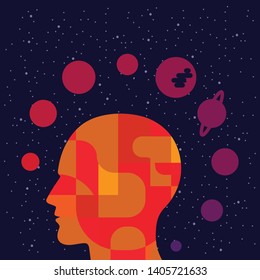 vector illustration of moon calendar and hearts for love horoscope and finding partner concept
