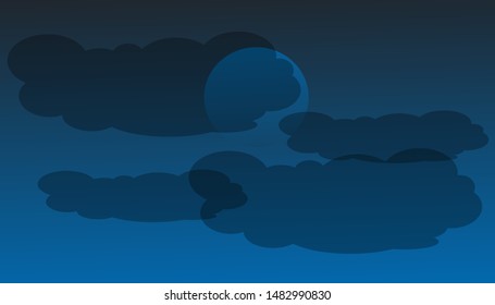Vector illustration of moon and cloud background