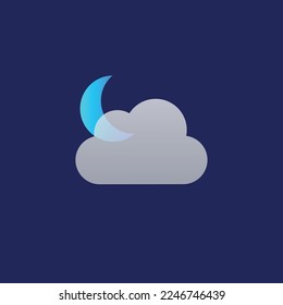 Vektorgrafik von Mond und Wolke Symbol, wenig bewölkt nachts.
