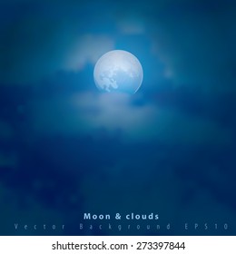 vector illustration with moon and clouds