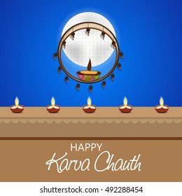 Vector illustration of a Moon with Clouds For indian festival Karva Chauth.