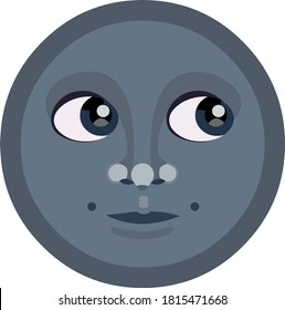 Vector illustration of moon emoticon with a face
