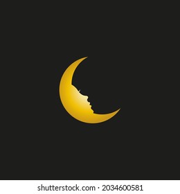 vector illustration of moon and face for icon, symbol or logo. suitable for logos of all types of businesses