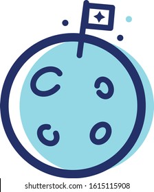 Vector illustration moon. Flat design. Space icon, cartoon style.