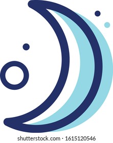Vector illustration moon. Flat design. Space icon, cartoon style.