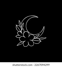 vector illustration of moon with flowers