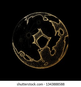 Vector illustration of Moon, gold design