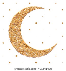  Vector illustration with moon for holy month of muslim community Ramadan Kareem.