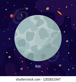 Vector illustration of Moon. Kids illustration.