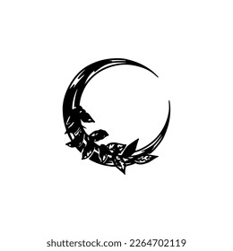vector illustration of moon with leaves concept