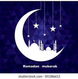 vector illustration of moon with mosque