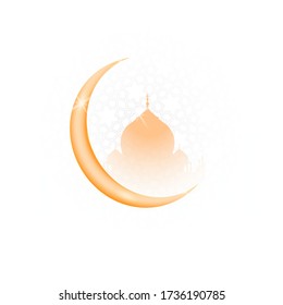 Vector Illustration of moon and mosque for Idul fitri a festival widely celebrated across world vector abstract in white background