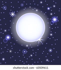 vector illustration of a  moon on a night sky with a stars
