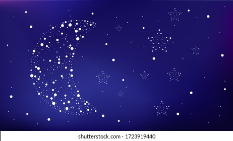 Vector illustration of the moon on the starred sky