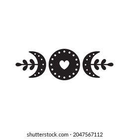 vector illustration, moon phases with floral elements, tattoo concept