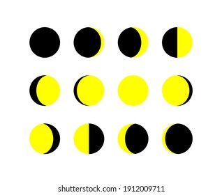 Vector illustration of a moon phases on a white background