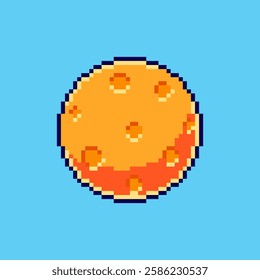 Vector Illustration of Moon with Pixel Art Design, perfect for game assets themed designs