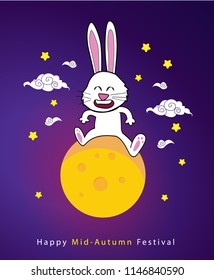 Vector illustration moon rabbits for celebration Mid Autumn Festiva