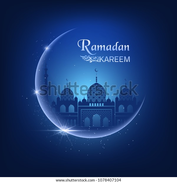 Vector Illustration Moon Sparkles Glitters Blue Stock Vector (Royalty ...