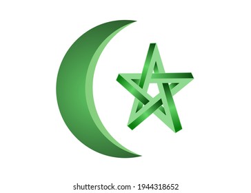 Ilustración vectorial de la luna y el adorno islámico estrella para ramadán