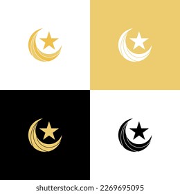 Vector illustration moon and star logo design